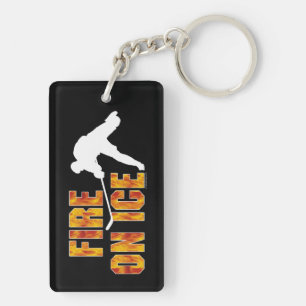 Hockey Fire On Ice Key Ring