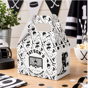 Hockey First Year Down 1st Birthday Favour Box