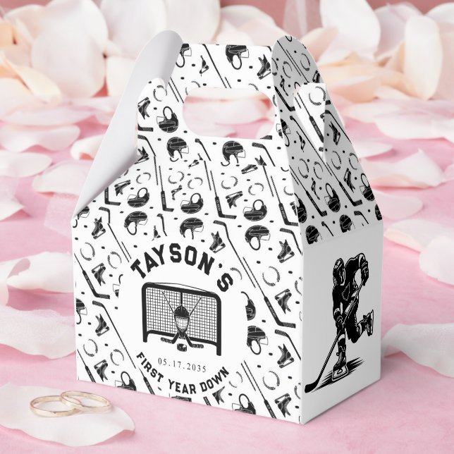 Hockey First Year Down 1st Birthday Favour Box (Wedding)