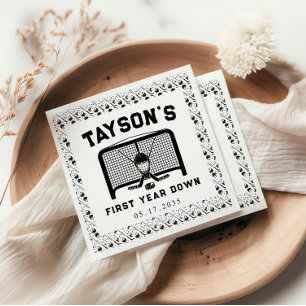 Hockey First Year Down 1st Birthday Paper Napkin