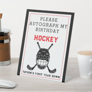 Hockey First Year Down Pedestal Sign– 1st Birthday Pedestal Sign