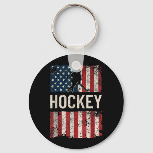 Hockey Flag Aamerican - Patriotic Women Kids Men Key Ring
