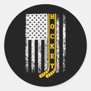 Hockey Flag Patriotic Field Hockey Player Coach Wo Classic Round Sticker