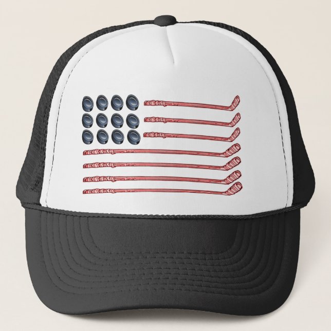 hockey flag trucker hat (Front)