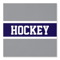 HOCKEY Fun Athletic Grey Navy Blue White Stripes