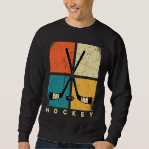 Hockey Funny Hockey Frisbee Lover Retro Vintage 70 Sweatshirt
