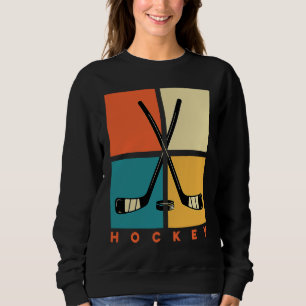 Hockey Funny Hockey Frisbee Lover Retro Vintage 70 Sweatshirt