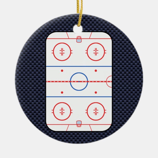 Hockey Game Companion Carbon Fibre Style Ceramic Ornament (Front)