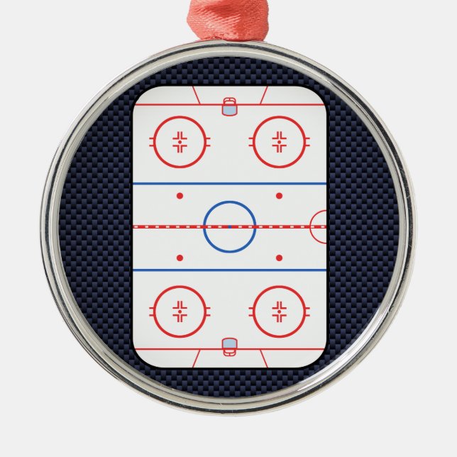 Hockey Game Companion Carbon Fibre Style Metal Ornament (Front)