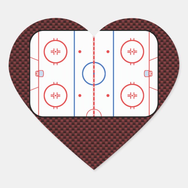 Hockey Game Companion Rink Diagram Heart Sticker (Front)