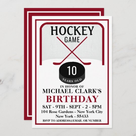 Hockey Game Net Puck And Sticks Birthday Party Invitation Zazzle Com Au