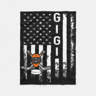 Hockey Gigi American Flag Vintage Christmas Xmas  Fleece Blanket