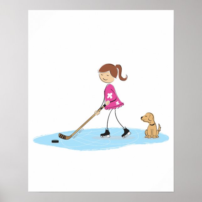 Hockey Girl Cartoon Poster (Front)