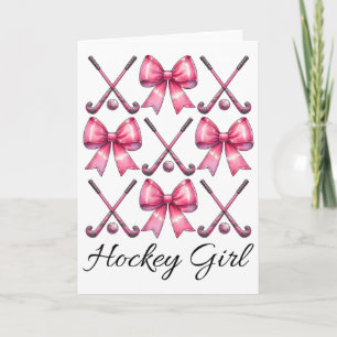 Hockey Girl Field Hockey Girl Coquette Bow Card