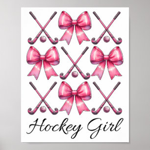 Hockey Girl Field Hockey Girl Coquette Bow Poster