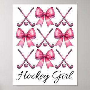 Hockey Girl Field Hockey Girl Coquette Bow Poster