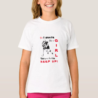 Hockey Girl Shirt - Skate Like A Girl red & black