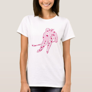 Hockey Girl Skater Silhouette Pink Floral T-Shirt