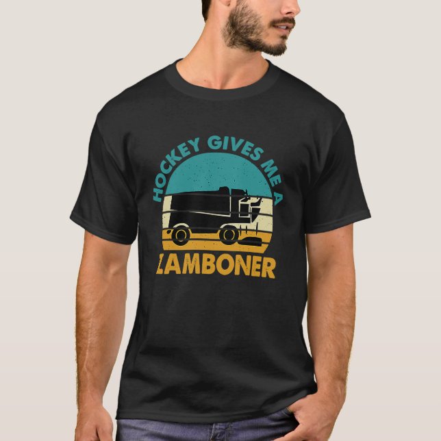 Hockey Gives Me A Zamboner Funny Hockey Retro Vint T-Shirt (Front)