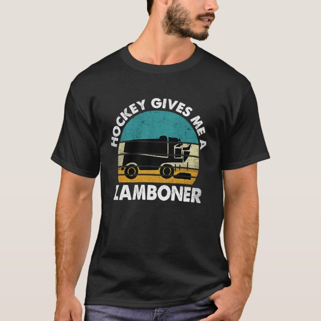 Hockey Gives Me A Zamboner Funny Hockey Retro Vint T-Shirt (Front)