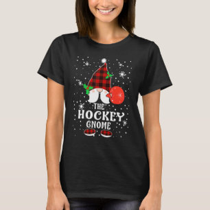 Hockey Gnome Buffalo Plaid Matching Family Christm T-Shirt