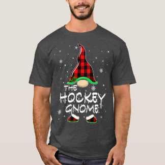 Hockey Gnome Buffalo Plaid Matching Family Christm T-Shirt