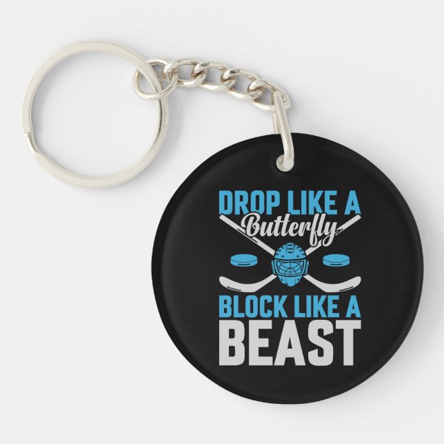 Hockey Goal Block Like a Beast Key Ring (Front)