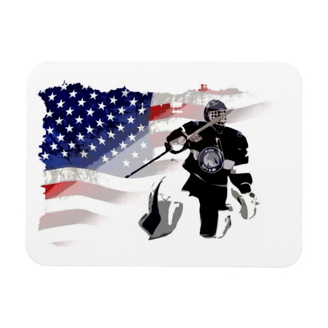 Hockey Goalie and US Flag   Magnet (Horizontal)