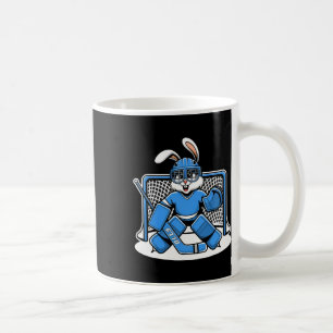Hockey Goalie Bunny Blue Net Pads Stick Helmet Coffee Mug