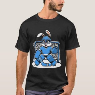 Hockey Goalie Bunny Blue Net Pads Stick Helmet  T-Shirt