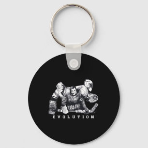 Hockey Goalie Evolution No Mask Vintage Mask To Mo Key Ring