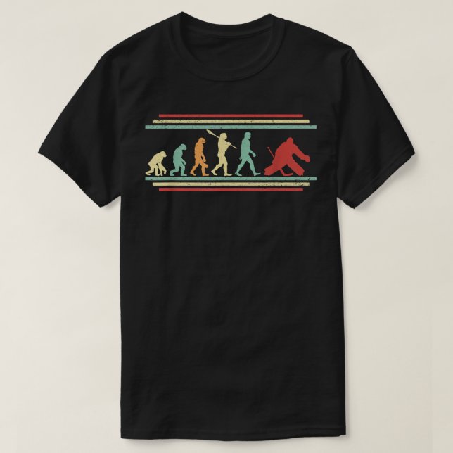 Hockey Goalie Evolution  Vintage Ice Hockey Goalte T-Shirt (Design Front)