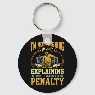 Hockey Goalie Explaining Penalty Funny Ice Hockey Key Ring