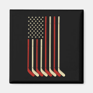 Hockey Goalie Gift Usa Flag Hockey Stick Ice Hocke Magnet