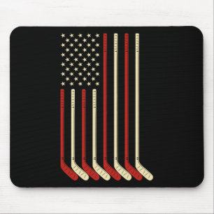 Hockey Goalie Gift Usa Flag Hockey Stick Ice Hocke Mouse Pad
