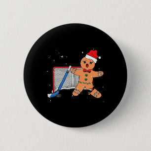 Hockey Goalie Gingerbread Goalkeeper Funny Christm 6 Cm Round Badge