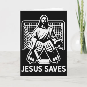 Hockey Goalie Goalkeeper Jesus Saves Christian Hoc Card