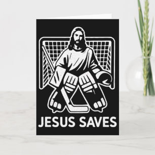 Hockey Goalie Goalkeeper Jesus Saves Christian Hoc Card