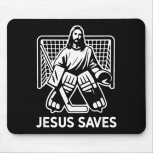 Hockey Goalie Goalkeeper Jesus Saves Christian Hoc Mouse Pad