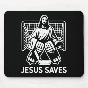 Hockey Goalie Goalkeeper Jesus Saves Christian Hoc Mouse Pad