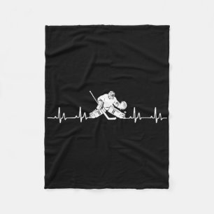 Hockey Goalie Heartbeat Design For Hockey Goalkeep Fleece Blanket