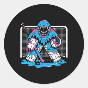 Hockey Goalie Ice Cream Drip Boys Ice Hockey Youth Classic Round Sticker