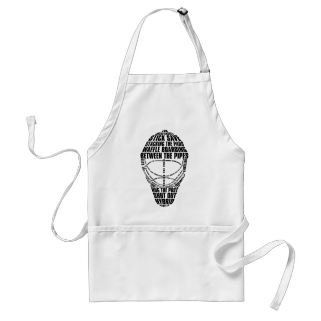 Hockey Goalie Mask Calligram Apron (Front)