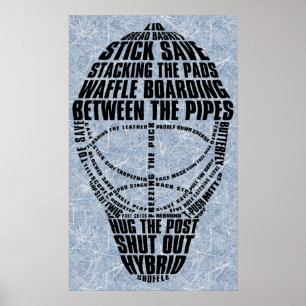Hockey Goalie Mask Calligram Poster