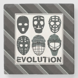 Hockey Goalie Mask Evolution Stone Coaster