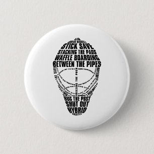 Hockey Goalie Mask Tygraphy  6 Cm Round Badge