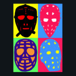 Hockey Goalie Masks Pop Art Poster<br><div class="desc">Cool, colourful pop-art style vintage ice hockey goalie masks. Perfect for hockey goalies and fans! Great on a t-shirt, hoodie, or on many great gift ideas e.g. cell phone cases, laptop and ipad sleeves, aprons, mugs, bags and more. You can customise any design, by adding your own text, or resizing...</div>