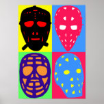 Hockey Goalie Masks Pop Art Poster<br><div class="desc">Cool, colourful pop-art style vintage ice hockey goalie masks. Perfect for hockey goalies and fans! Great on a t-shirt, hoodie, or on many great gift ideas e.g. cell phone cases, laptop and ipad sleeves, aprons, mugs, bags and more. You can customise any design, by adding your own text, or resizing...</div>