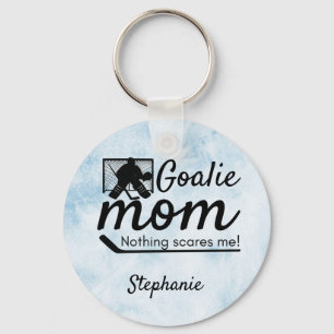Hockey Goalie Mum Keychain not scared blue ice