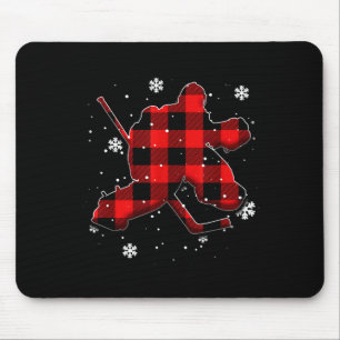 Hockey Goalie Plaid Christmas  Mouse Pad